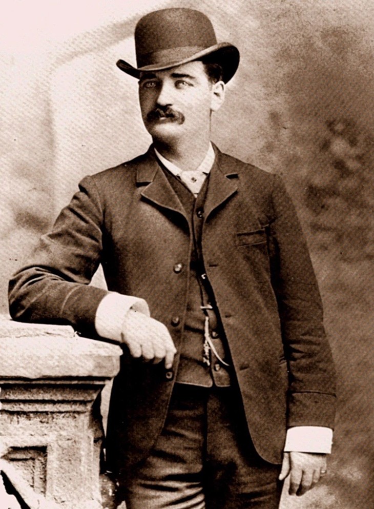 William Barclay Bat Masterson in an 1879 portrait wearing a bowler hat
